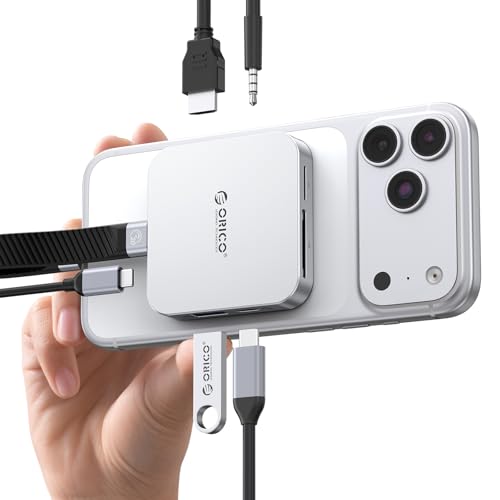 ORICO Docking Station Magnetica USB C, Involucro per SSD M.2 NVMe, Docking Station 8 in 1 con HDMI 4K@60Hz, PD 100W, USB-A 10 Gbps, SD/TF, Audio. Hub USB C Dockingstation per iPhone/Dell Lenovo MG7