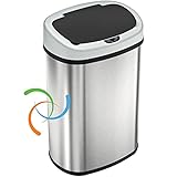 iTouchless 13 Gallon SensorCan Touchless Trash Can with Odor Control System, Stainless Steel, Oval Shape Kitchen Bin