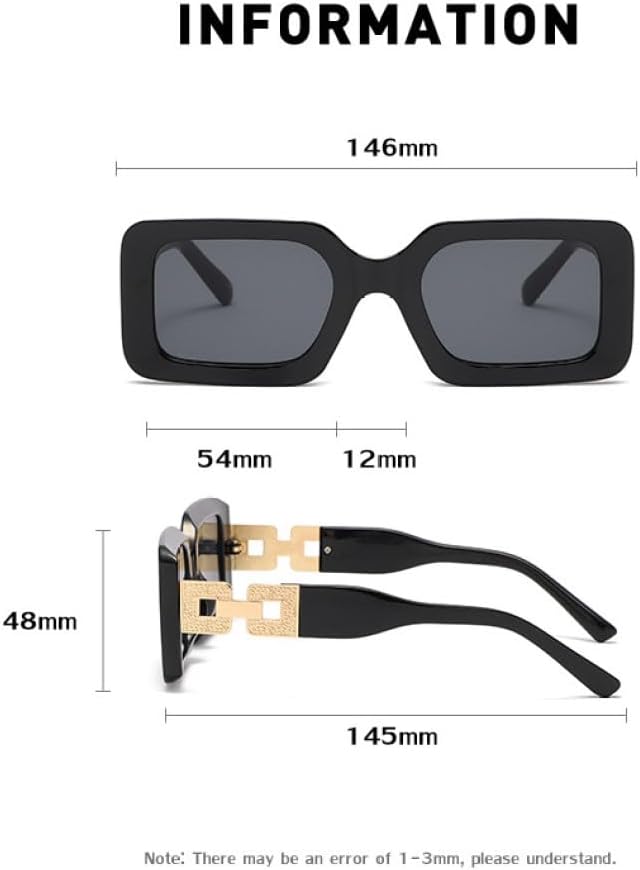 MUTYNE Women's Fashion Sunglasses Small Square Frame Hollow Wide Leg Men's Punk Style Sun Glasses