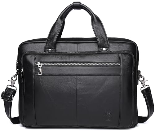 Leather Briefcase Laptop Bag 15.6 inch Computer Tablet Shoulder Bag Satchel Bag Business Messenger Bag for Men