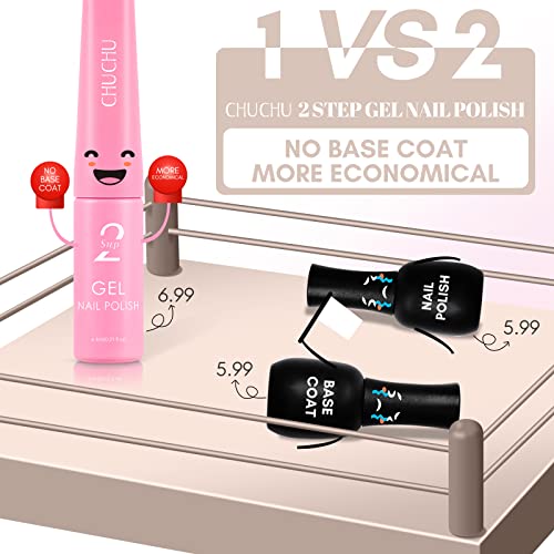 Chuchu Gel Nail Polish: 2 Steps Gel Nail Polish No Need Base Coat Gray Gel Polish Gel Soak Off Led Nail Polish Art Salon Diy Home Professional Gift Nail Lacquer Nail Art 0.21Fl.oz-005 #TOP4