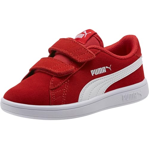 Image of PUMA Girls' Smash V2 Hook and Loop Sneaker, Elderberry-Indigo-Silver-White, 2 M US Little Kid