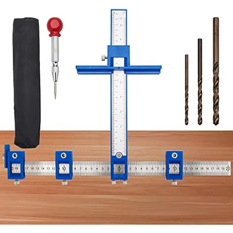 Cabinet Hardware Jig for Handles and Knobs, AngleKai Metal Cabinet Hardware Template Tool, Fast & Accurate Adjustable Punch Locator Drill Guide, Drawer Knob and Pull Hardware Jig Template Tools Cover