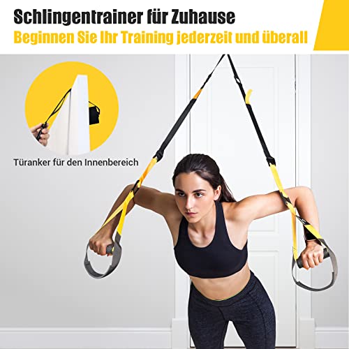 COFOF Schlingentrainer - Professionelles Sport Kit für Ganzkörpertraining, mit Großem Griff, Türankerbefestigung, Tragtasche und Übungsanleitung für Homegym
