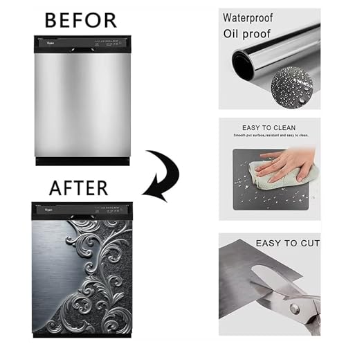 Image of BVBOX Dishwasher Magnet Cover 23 inchx26 inch, Reusable Magnetic Refrigerator Covers, Decorative Magnets Cover Fridge Door Skin Panel Stickers for Home Kitchen Appliance (Vine Patterns, 23 inchx26 inch)