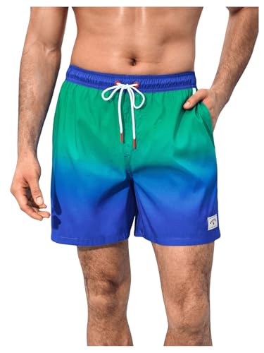 OYOANGLE Men's Drawstring Waist Beach Shorts Summer Swim Trunks with Pockets Swimwear