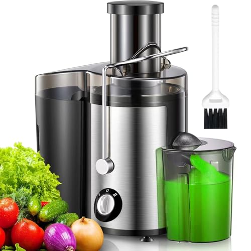 El Mejor Listado de estractor de jugos comprados en linea. 46 Extractor de Jugo,1000W Power Easy Clean Prensa,Extractor Centrífugo,Juicer con Modo de 3 velocidades,Boca Ancha 70mm, con Cepillo de Limpieza,sin BPA,para Frutas,Verduras Etc...