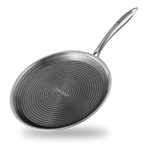 Image of Bergner Hitech Prism TriPly Stainless Steel 30 cm Tawa, Non Stick Tawa for Roti /Dosa /Chapati, Induction Bottom and Gas Ready, Metal Spatula Friendly