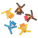 Milisten 5 Bunte Miniatur Windmühlen aus Langlebigem PVC Kunststoff für Sukkulenten Garten Deko Terrasse Windräder mit Stabilem Boden Zufällige Farbe