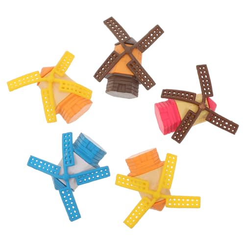 Milisten 5 Bunte Miniatur Windmühlen aus Langlebigem PVC Kunststoff für Sukkulenten Garten Deko Terrasse Windräder mit Stabilem Boden Zufällige Farbe