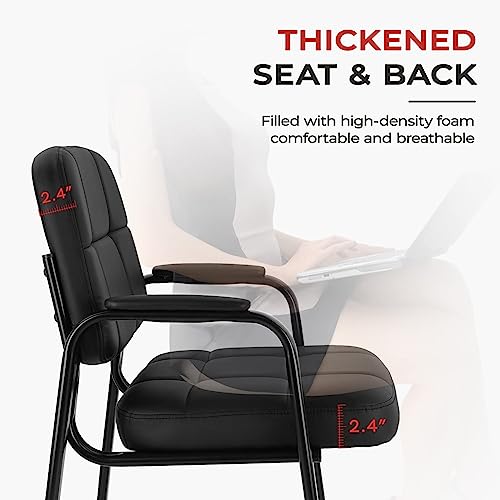 Image of CLATINA Classic Reception Chair with Padded Armrests and Sled Base, Ergonomic Guest Chair for Office Conference Waiting Meeting Room, Black (8 Pack)
