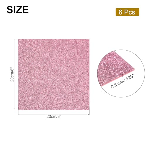 Image of MECCANIXITY 6Pcs Pink Glitter Acrylic Sheets 1 /8 inch Thickness 8 inch x 8 inch Glossy PMMA Fluorescent Plastic Sheets Extruded Translucent Blanks for DIY Art Crafting Laser Cutting & Engraving