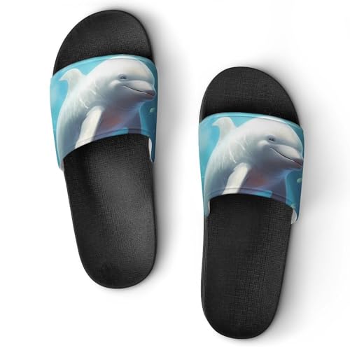 Beluga Whale House Sandals Non-Slip Bathroom Slippers Beach Summer Shoes for Men Women