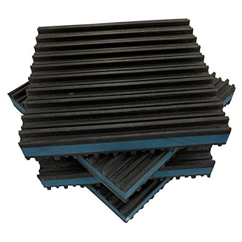HEAVY DUTY ANTI VIBRATION ISOLATION PADS 4" X 4" X 7/8" RIBBED RUBBER WITH BLUE COMPOSITE FOAM CENTER, QUANTITY 4 Cover