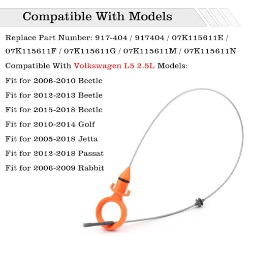 Image of 07K115611E Engine Oil Dipstick Indicator, Compatible with Volkswagen L5 2.5L Jetta Passat Golf Rabbit Beetle Engine Oil Fluid Level Dip Stick Replace 917404, 07K115611F