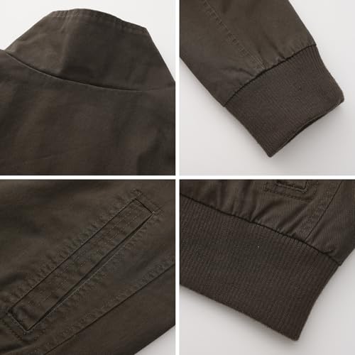 Image of Mens Casual Washed Cotton Military Jacket Warm Canvas Windbreaker