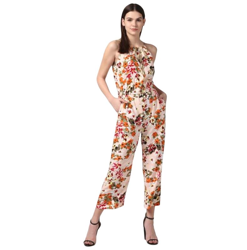 Tomar CreationWomen's Polyester Floral Halter Jumpsuit (Peach, XL)-PID61789-picture-48