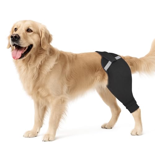 Image of Dog Rear Leg Sleeve to Stop Licking, Upgraded Hind Leg Cover to Stop Slipping, for TPLO Surgery, Skin Conditions, Wounds, Breathable Soft Fabric, Dog Cone Alternative, Right,XS,Light Black