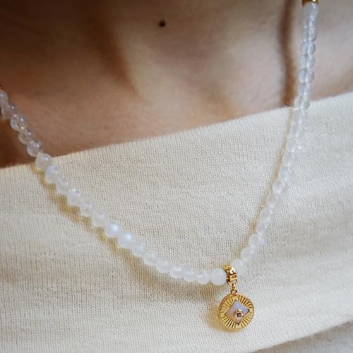 Image of Five Elements 18K Gold Vermeil 3 Layered Crystal Gemstone Beads Bracelet & Necklace for women Solid 925 Sterling Silver 18K Gold or White Gold Plated jewelry