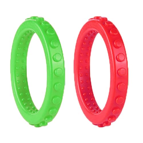 GUOYOU 2 Piezas Mordedor Bebe Blandito y de Fácil Agarre Mordedor Autismo Libre de BPA Juguetes Bebes 6-12 Meses Silicona Segura Mordedores Diseño Ergonómico y Con Texturas Rojo y Verde