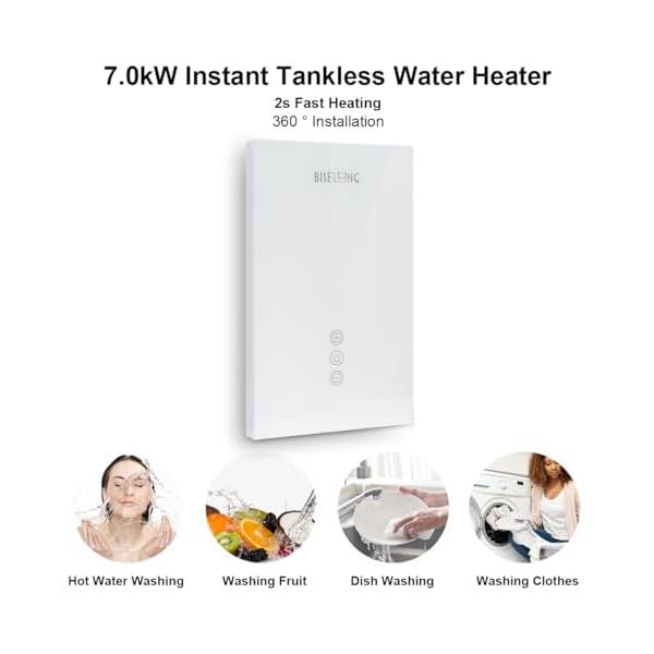 Electric Instant Heat Tankless, 7KW,240V Endless On-Demand Water Heater, Small, Self-Regulating, Energy Saving, Suitable for Faucets, Sinks, Kitchens, Cabinets, Summer can Take a Bath - Image 3