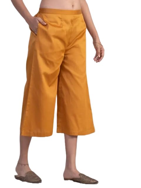 Image of SAYLAH Women Cotton Short Length Flared Palazzo