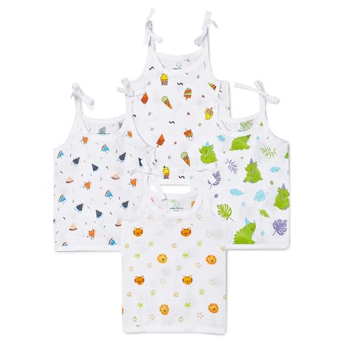 Image of The Boo Boo Club Safari Dreams: 100% Muslin Organic Cotton Animal Print Knot Jabla - A Multicolour Marvel for Your Toddler's Comfort and Style! | Set of 4|