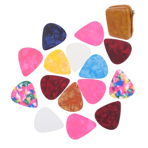 LALADEFIEE ギター用ピック収納ポーチ 軽量耐久性合皮製 入りアコース エレキギター対応 傷防止フォーム内装 カラー カラー