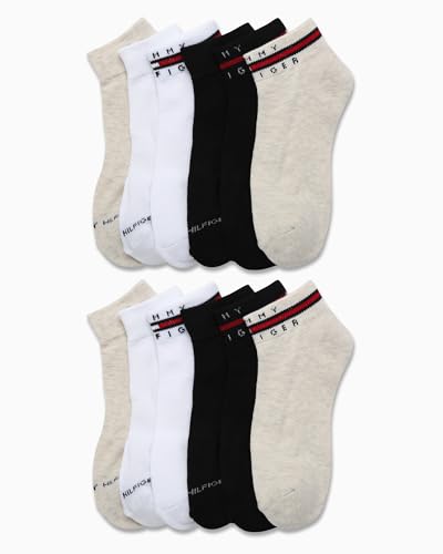 Image of Tommy Hilfiger Womens Quarter Socks - 12 Pack Athletic Performance Cushioned Running Socks for Women with Arch Support