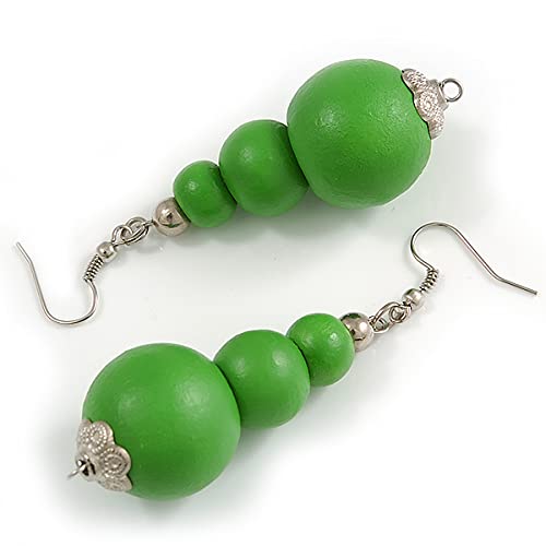 Collar largo de madera verde de alta calidad con pendientes y pulsera Avalaya 6