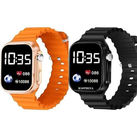 ZOVUTA Digital Dial Waterproof Smart Design LED Display Kids Watch for Boys & Girls, Men and Women, Birthday Gift, Rakhi Gift (Age 4-15 Years) (New- Orange and Black) (B0D9RZDDX3) Amazon Price History, Amazon Price Tracker