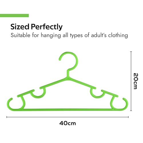 Image of Kuber Industries Pack of 20 Hangers | Multi-Purpose Hangers for Wardrobe-Almirah-Cabinets-Closet | Plastic Cloth Hanger for Trouser-Skirts-Coat-Dresses-Ties | 103 | White & Green