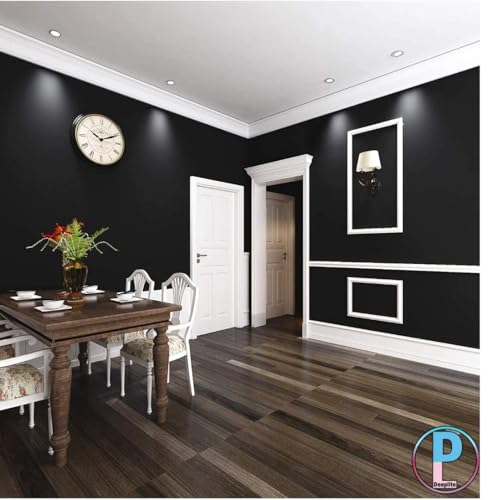 Image of WALLMATE Matte Black Wallpapaer Peel & Stick Contact Paper Self Adheisve Vinyl Wallpaper (Black Mat, 30x127 CM)
