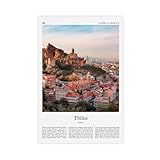 Tbilisi - Póster fotográfico real de Tbilisi con impresión a color, póster de viaje, regalo de Georgia Travel Minimal City Print Wall Art Canvas Deco, impresiones sin marco, 40,6 x 61 cm