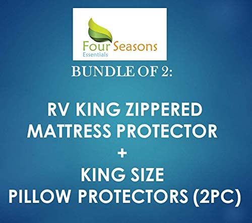 Paquete de 2 artículos protector de colchón con cremallera RV King + protectores de almohada impermeables King (2 unidades).