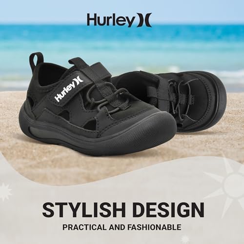 Hurley Kid's Toddlers Water Shoes, Extra Strength Outsole Water Shoes for Boys and Girls, Lightweight Closed Toe Sandals, Beach Shoes with Adjustable Upper-for Outdoors, Water Play and Pool Dylan3
