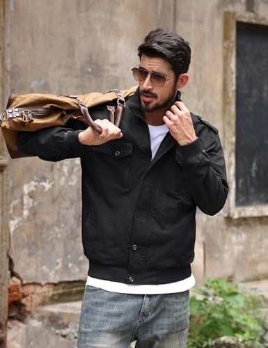 TACVASEN Men's Military Lightweight Jacket Army Cargo Windbreaker Zip Front Stand Collar Cotton Jackets with Multi Pockets4