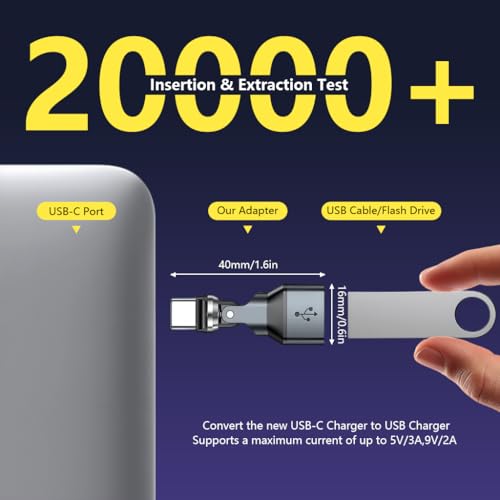 Image of ZORBES USB to USB C Adapter Flexible Swivel Magnetic Type C Male to USB Female Adapter, Supports 480Mbps Data Transfer, OTG Adaptor Compatible with 1Phone 16 /15 Series, MacBook /1Pad Series