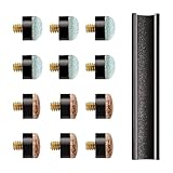 Sinsilvie 12 PCS Pool Stick Tips Replacement Kit,10mm/12mm/13mm,Hard&Soft Screw on Pool Cue Stick Tips,Pool Cue Tips with Shaper (6xHard & 6xSoft 12mm)