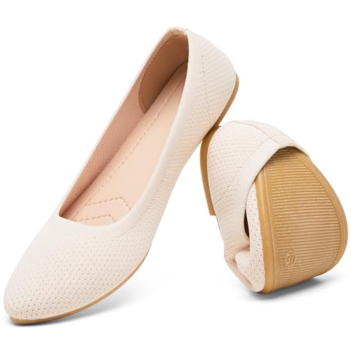 Image of Women's Ballet Flats Shoes Comfortable Mesh Pointed Toe Slip On Dress Shoes | Breathable knit, Memory insole, Lightweight & flexible, Slip-on style, Perfect for daily wear