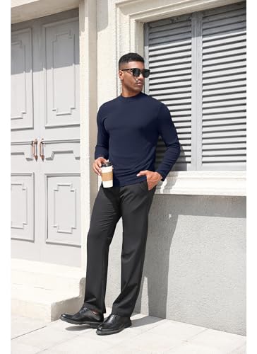 RQP Mens Mock Turtleneck Long Sleeve Lightweight Basic Solid Undershirt Stretch Slim Fit Sweaters4