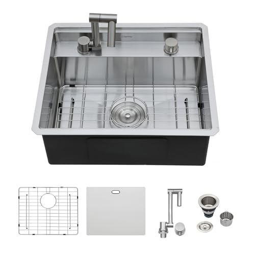 Logmey 21x18 Inch Outdoor Kitchen Sink Undermount Stainless Steel Single Bowl 16-Gauge Undermount...