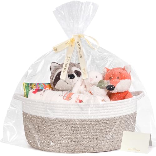 Image of CHICVITA Large Gift Basket Empty with Bags & Ribbon to Fill, Brown