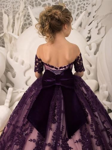 Off Shoulder Flower Girl Dresses for Wedding Lace Applique Pageant Dresses for Girls Flower Girl Dress3