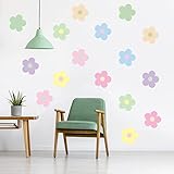 A1diee 16Pcs Danish Pastel Aesthetic Cute Flowers Wall Decal Preppy Hippie Trendy Wall Art Decor Vinyl Peel and Stick Kidcore Aesthetic Retro Colorful Boho Wall Stickers for Girls College Dorm Bedroom