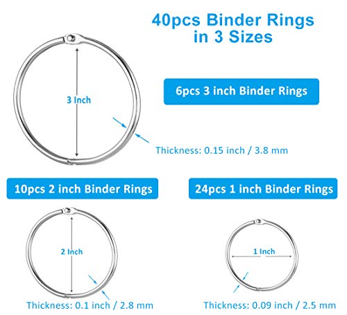 YHYZ Loose Leaf Binder Rings, (3 inch, 2 Inch, 1 Inch)