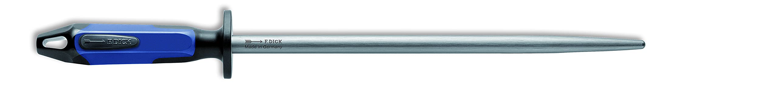 F. DICK Butcher Steel 30 cm (Blue / Black Handle, Round Sharpening Steel with 2 K Handle, Surface Hardness Over 65° HRC, Sharpening Stone for Chef's Knives) 73171300-66