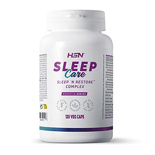 HSN Sleep Care | 120 Cápsulas Vegetales | Melatonina Valeriana Melisa Pasiflora GABA Glicina Teanina | Fórmula vegana y sin gluten para descanso y la reducción del tiempo hasta quedarse dormido*