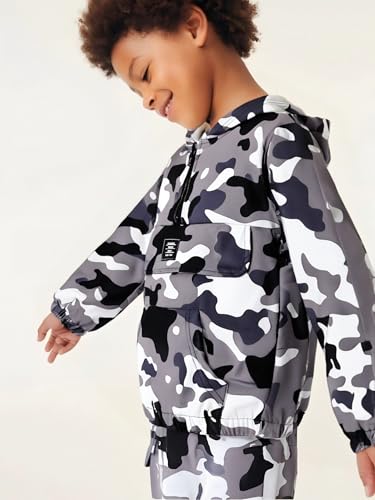 Boys Clothes Kids Little Boy Color Block Half Zip Hoodie & Jogger Pants Outfit Set,4-12 Years4