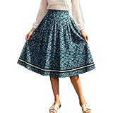 Sommerrock Damen Glänzend mit Gummizug, Oktoberfest Rock, Traditioneller Trachtenrock Midi, Faltenrock, Bequemes Outfit für Festival